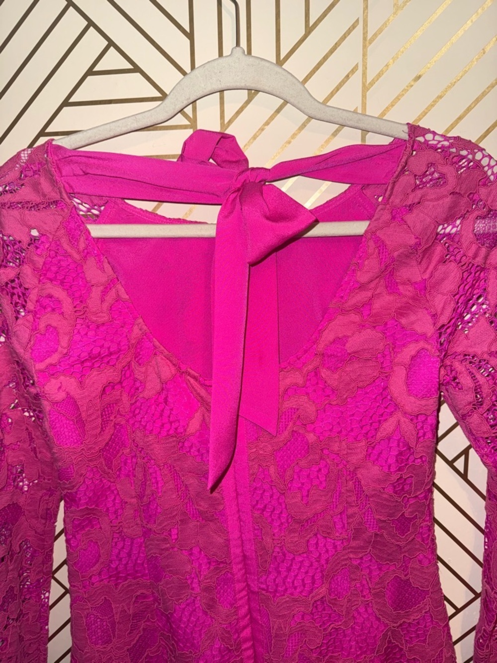 Lilly Pulitzer Aaliyah Dress Hot Pink Lace Mini Dress with Tie Back Size 2 Lace - Picture 10 of 15